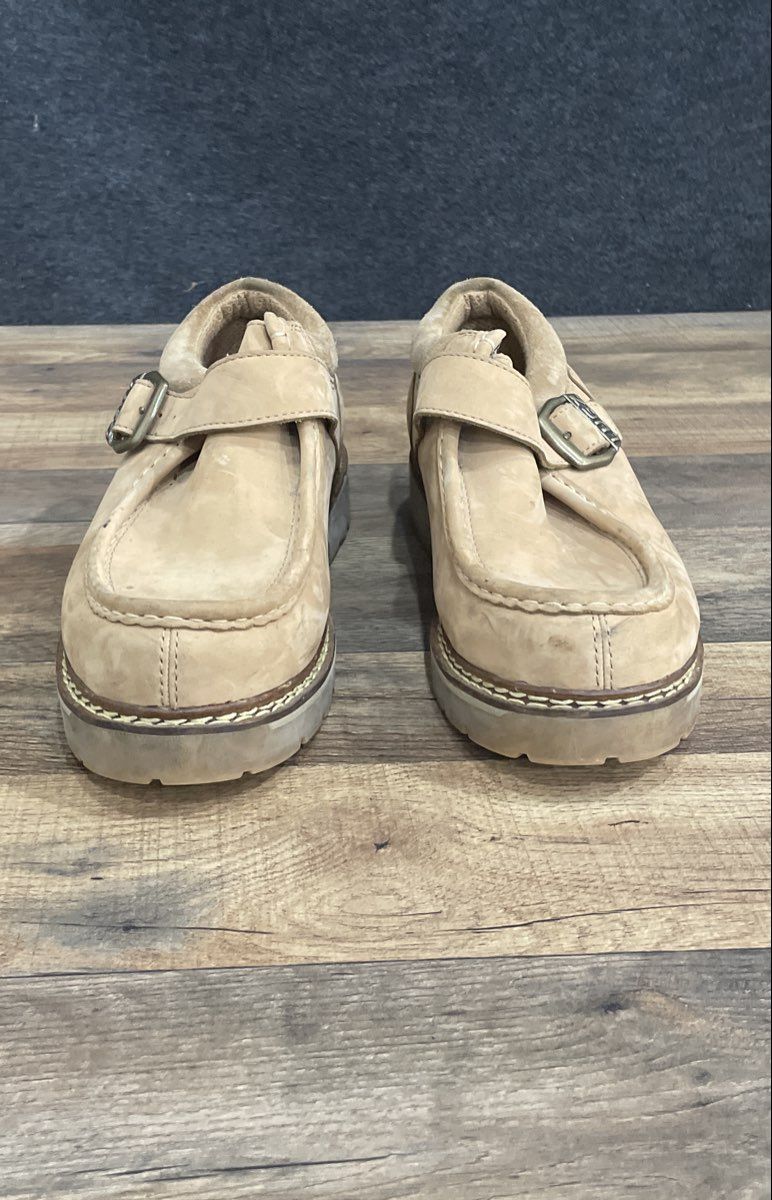 Lugz Morrison Tan Wheat Moc Toe Buckle Strap Casual Shoes Men's Size 9.5