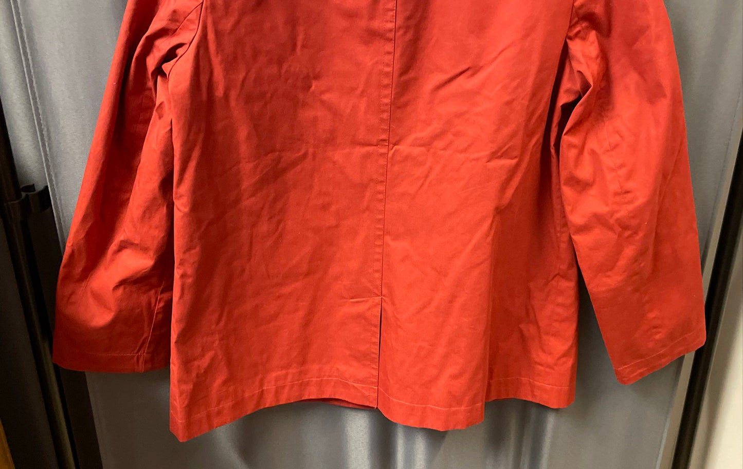 Talbots Women's Rust Orange Cotton Barn Coat Brown Faux Leather Collar Sz S