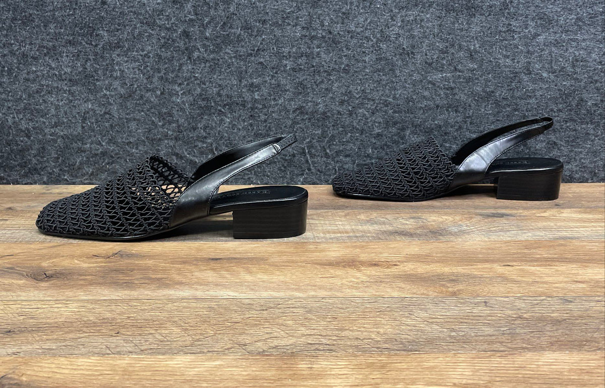Karen Scott Carolton Black Woven Mesh Slingback Low Block Heel Size 7.5 M