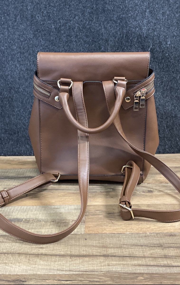 Marc New York Andrew Marc Brown Backpack Purse Handbag Gold Tone Hardware