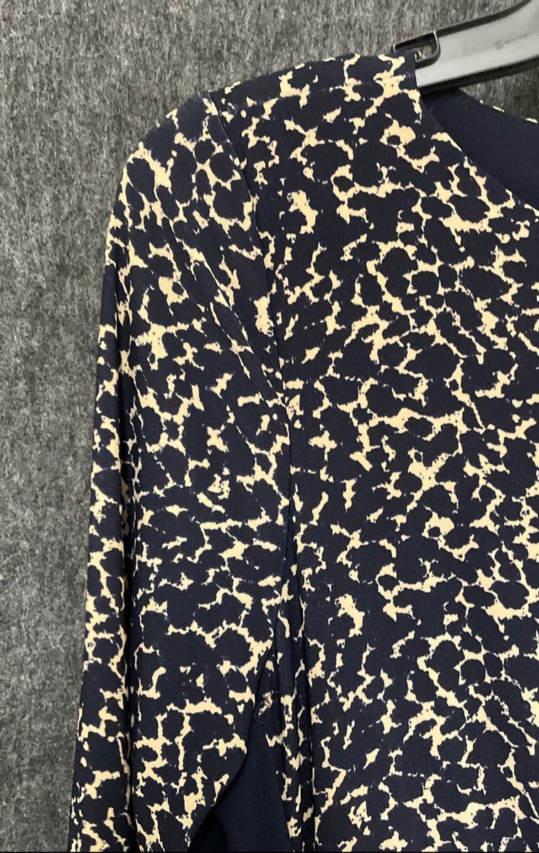 Lauren Ralph Lauren Women's Navy Beige Abstract Print Sheath Dress Sz 12