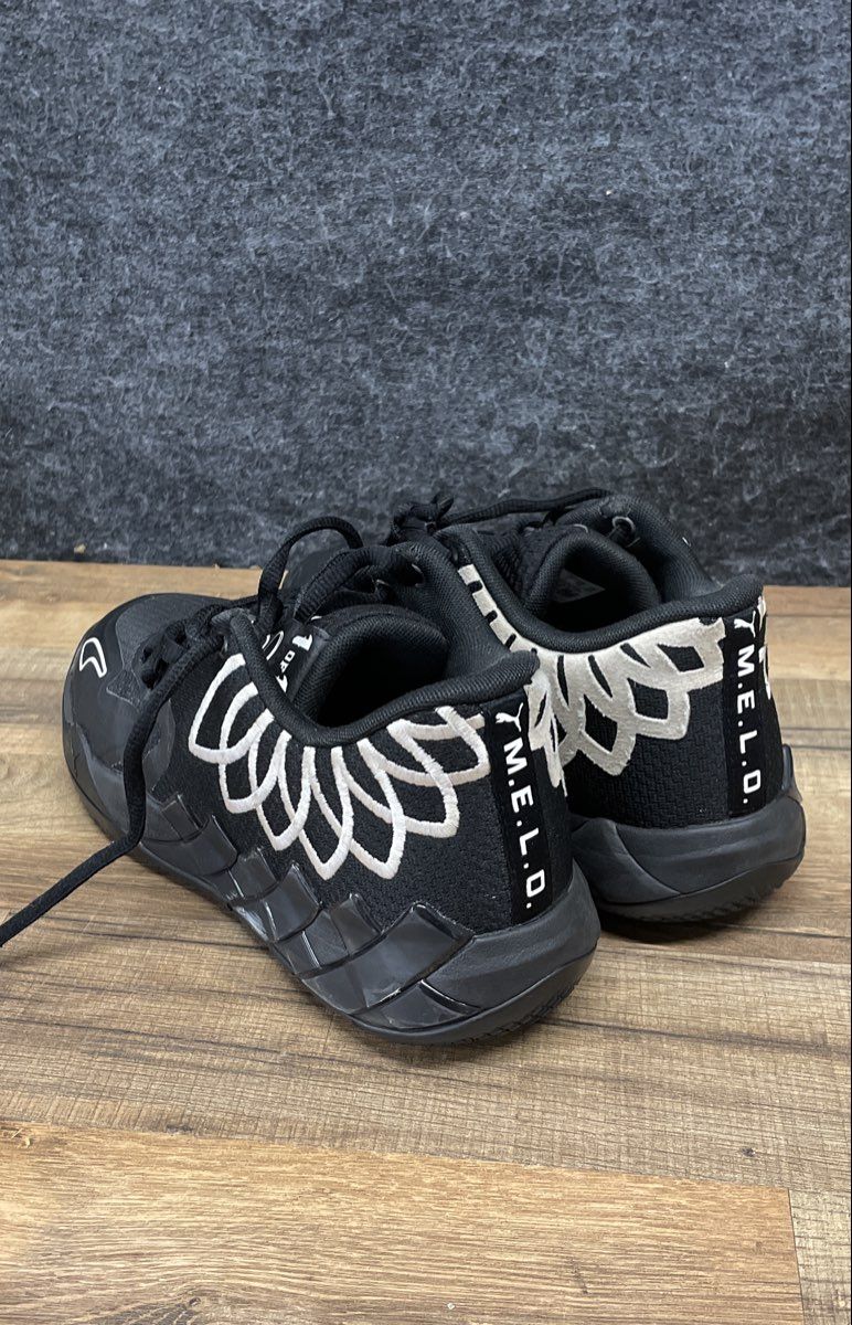 Puma Melo MB.01 Lo Team Black Silver Basketball Sneakers Size 7