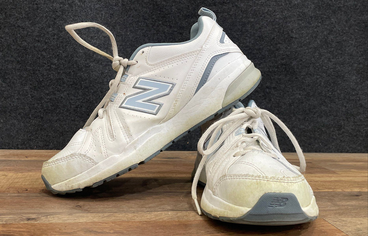 New Balance 608 v5 White Blue Women's Training Shoes Size 9.5 Wide