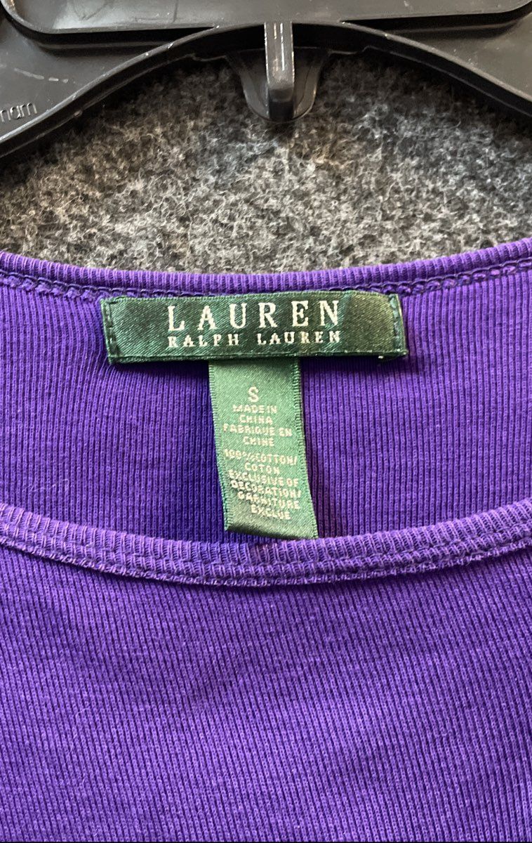 Lauren Ralph Lauren Women's Purple Equestrian Bit Rhinestone Cotton Shirt Sz S