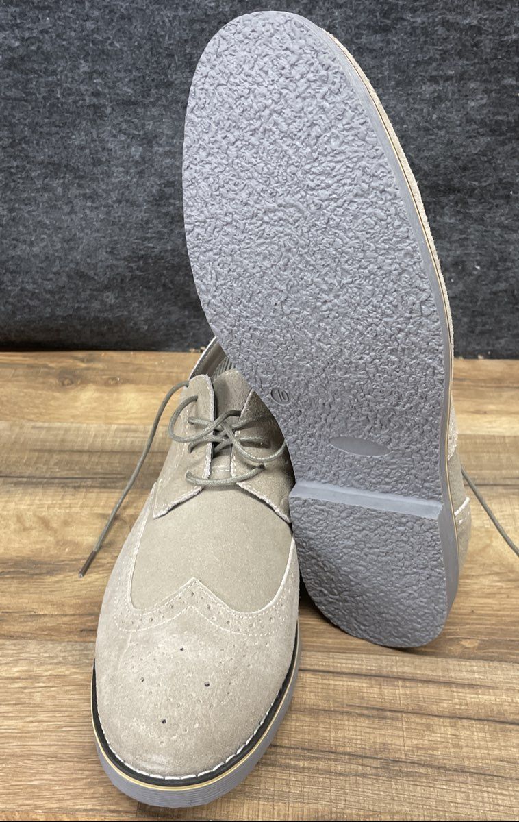 Alpineswiss Salamon Grey Suede Wingtip Brogue Derby Dress Shoes Size 10