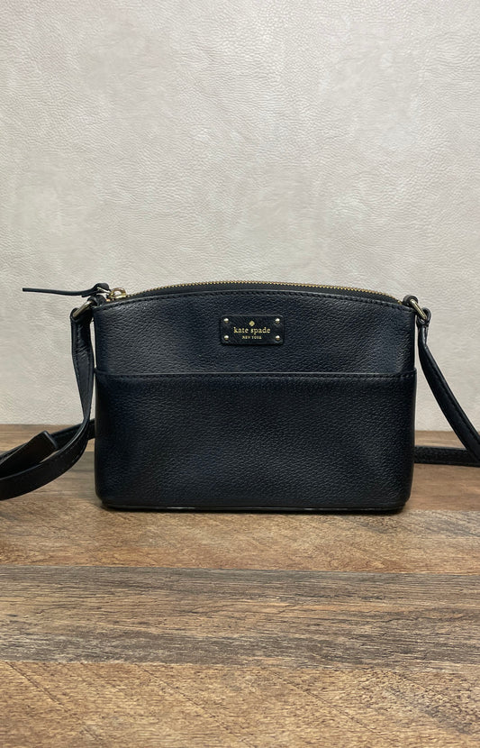 Kate Spade Black Pebbled Leather Small Crossbody Bag Gold Hardware