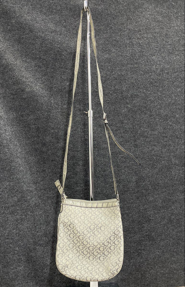Guess White Logo Monogram Crossbody Bag Mini Purse Croc Embossed Trim