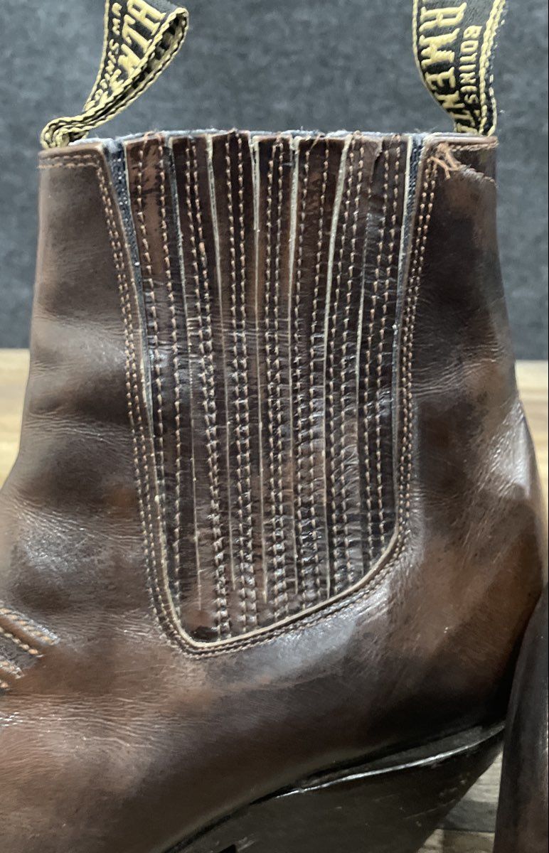 Armenta Brown Leather Western Cowboy Ankle Boots Men's 9