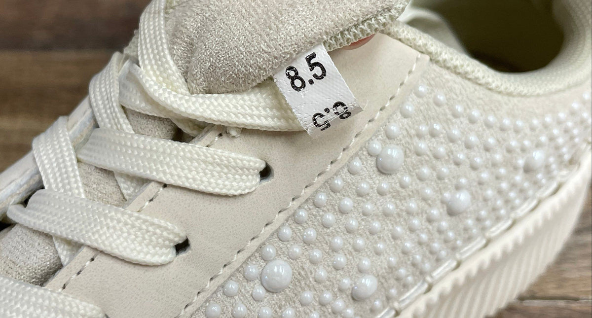 Nicole Miller New York Beaded Cream Platform Fashion Sneakers Women's Size 8.5