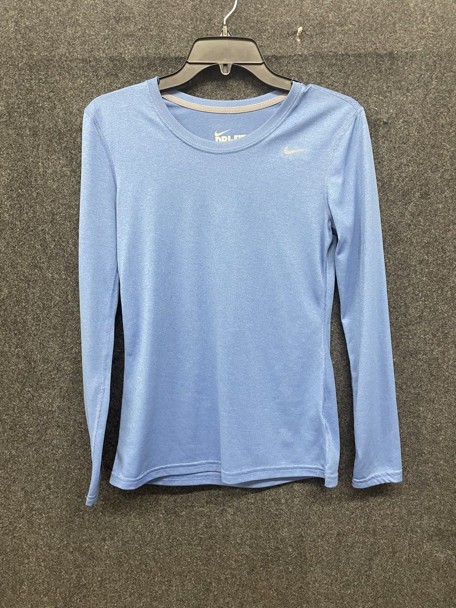 Nike Women's Dri-FIT Long Sleeve Shirt Light Blue Regular Fit Sz XS
