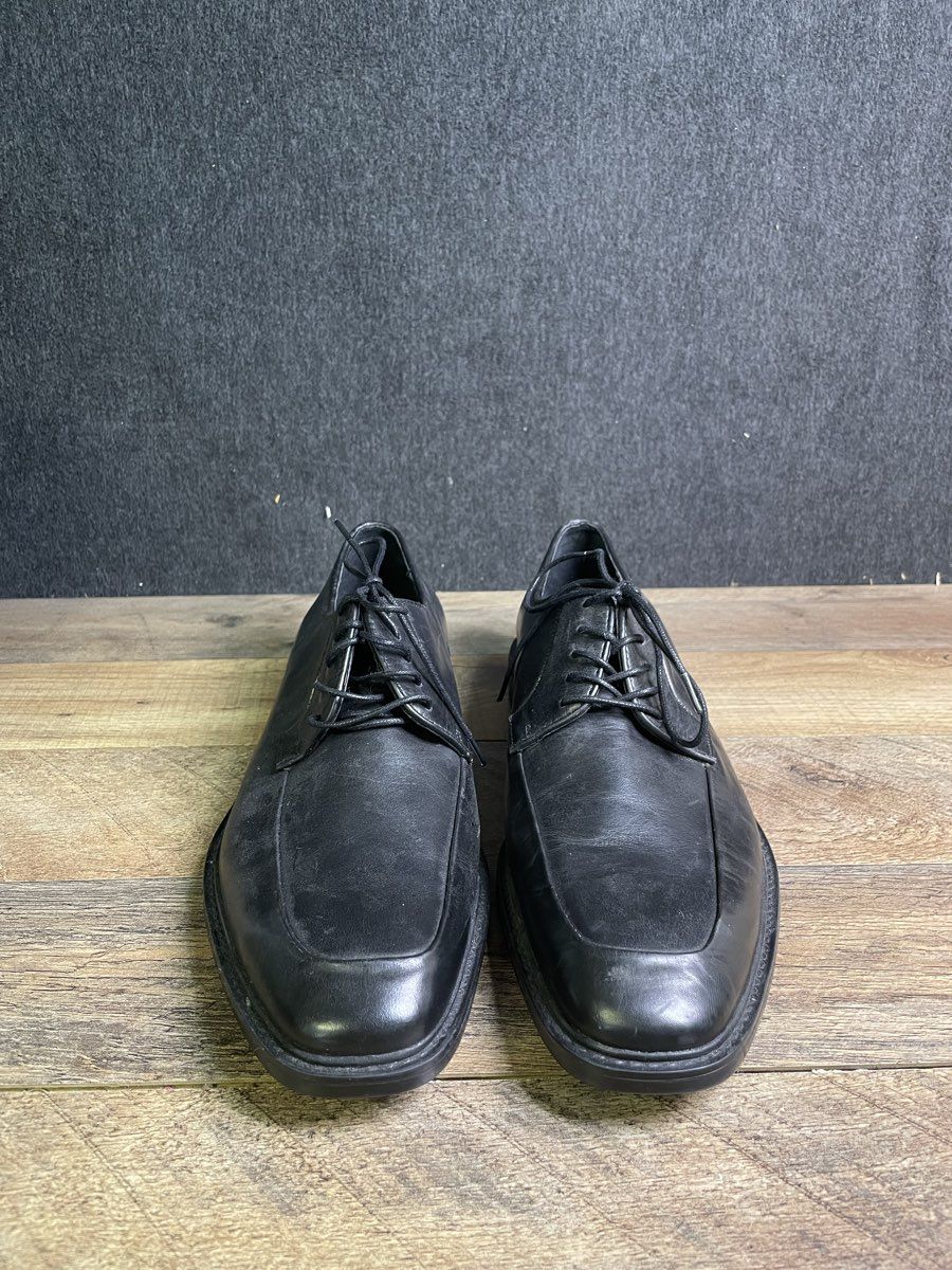 Kenneth Cole Style Out Black Leather Moc Toe Derby Dress Shoes Size 9.5