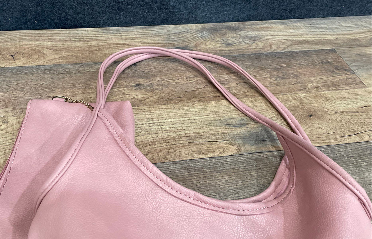 Montana West Pink Leather Pebbled Tote Bag with Matching Wallet Pouch