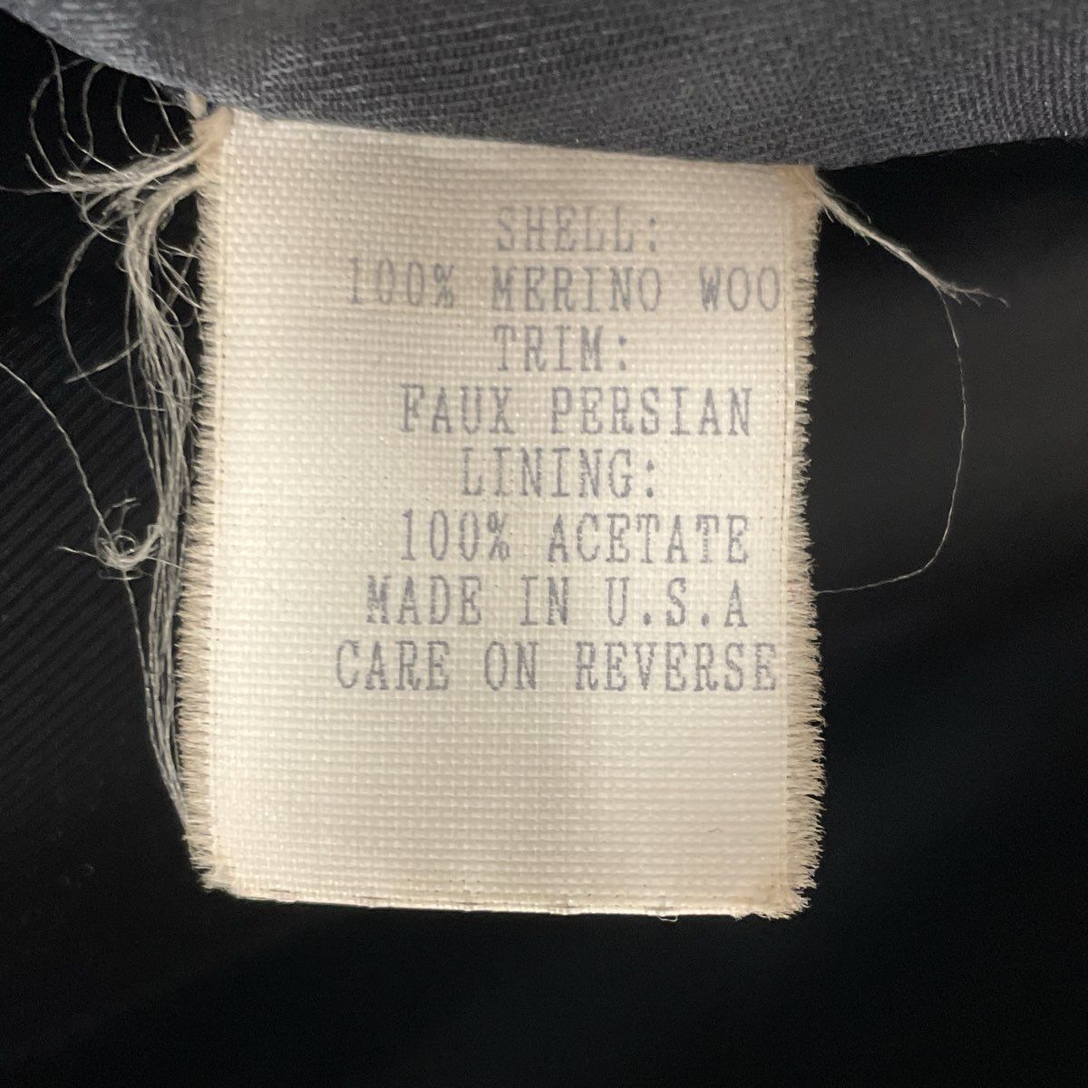 Vintage 90s John Caruana Women's Black Merino Wool Faux Lamb Trench Coat Size 14