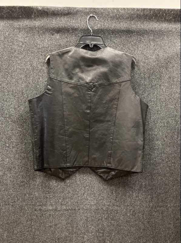 Allstate Leather Men's Black Genuine Leather Snap Front Biker Vest Size 3XL