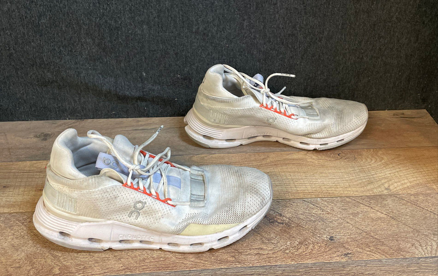 On Cloudnova White Orange Women's Lifestyle Running Sneakers Size 9.5