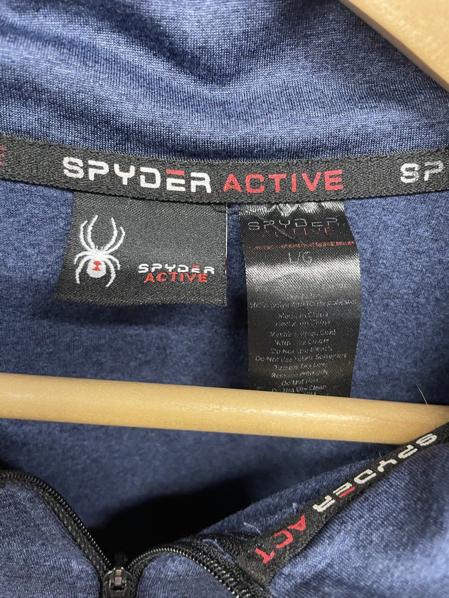 Spyder Men's Quarter Zip Pullover Fleece Blue Heather Ribbed Shoulders Sz L