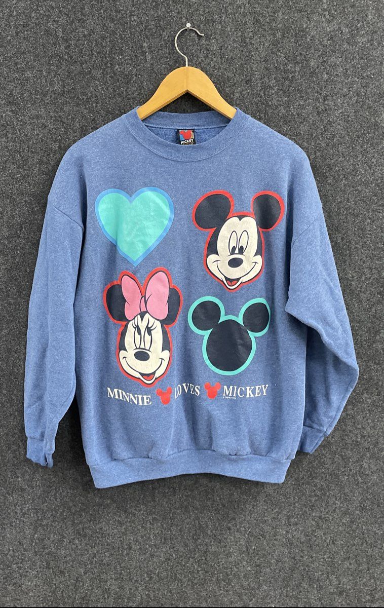 Vintage 90s Mickey Unlimited Jerry Leigh Blue Minnie Loves Mickey Sweatshirt XL