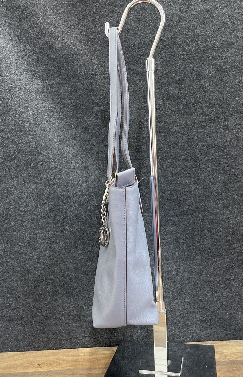 DKNY Blue Saffiano Leather Tote Bag Silver Hardware Large