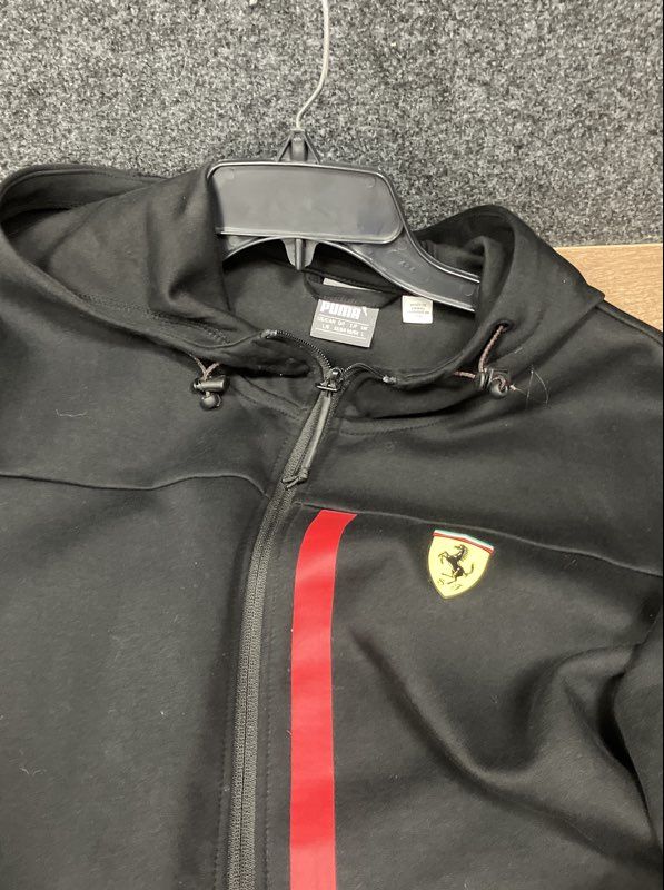 Puma Men's Full Zip Hoodie Black Red Track Jacket Size L