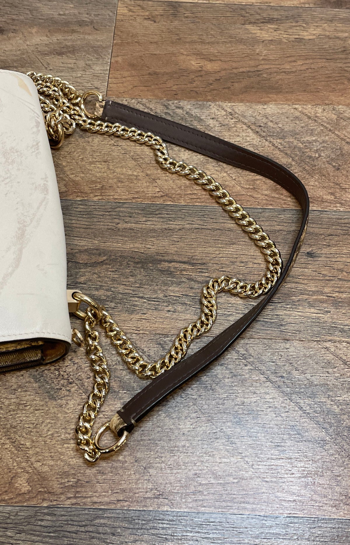 Coach White Leather Signature Canvas Snake Print Parker Shoulder Bag Gold 1424
