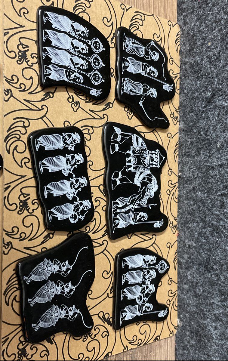 19pc Sri Lanka Kandy Perahera Festival Elephant Magnet Set Black & White