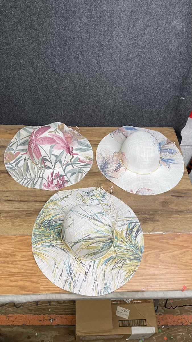 Ellen Tracy Women's Sun Hats Lot of 3 Wide Brim Floral Abstract OS Beach Derby