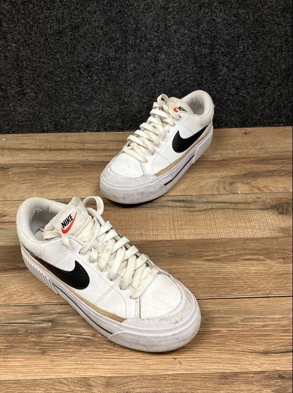 Nike Court Legacy Lift White Black Hemp Platform Sneakers Women's Size 7