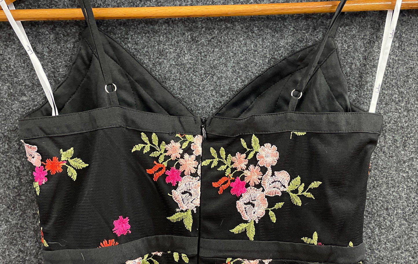 Lulus Women's Black Floral Embroidered Mesh Fit & Flare Mini Dress NWT Sz S