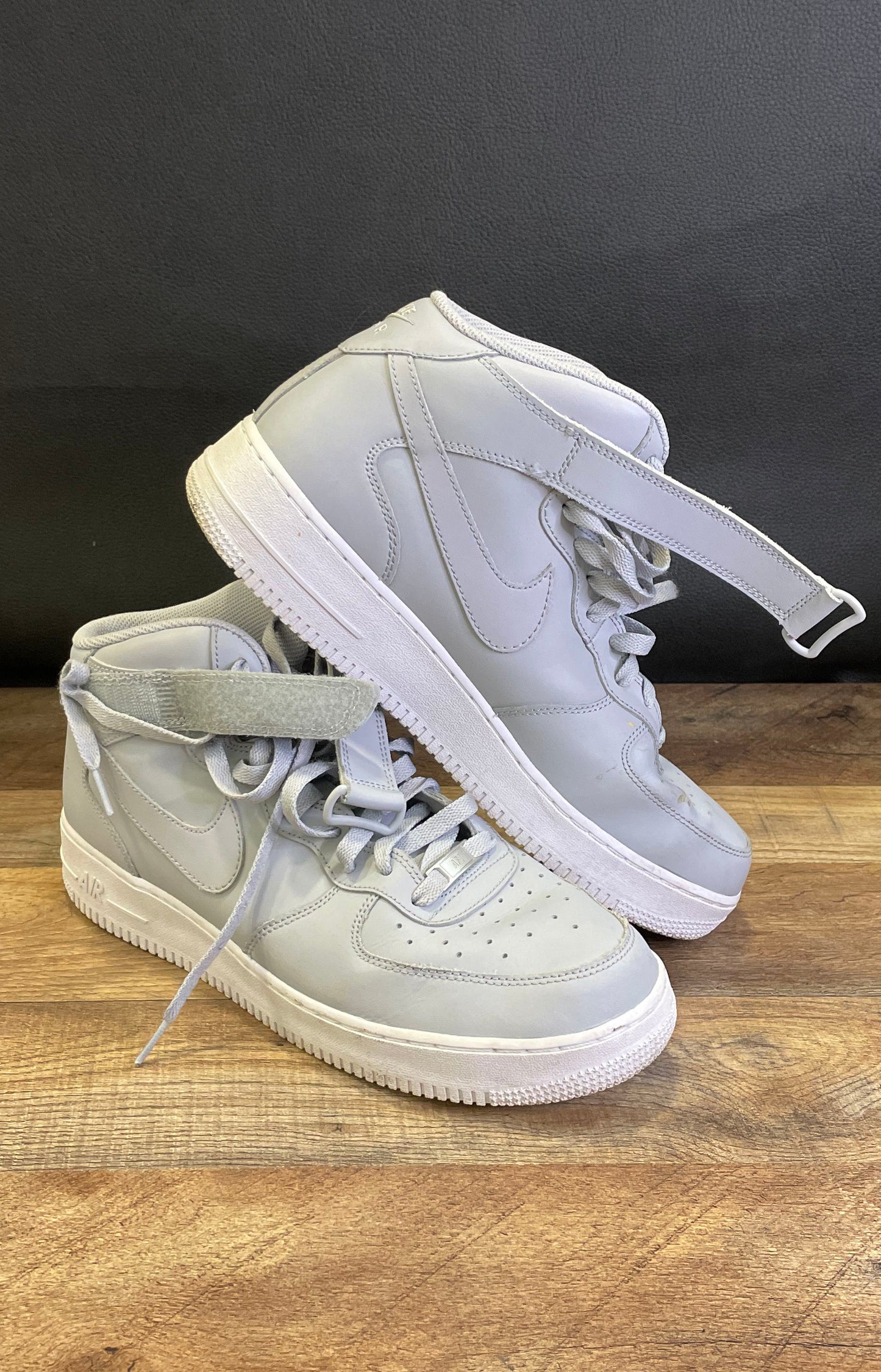 Nike Air Force 1 Mid Wolf Grey White Leather Sneakers Men's Size 11