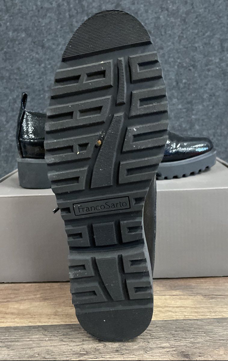 Franco Sarto Carey 2 Black Crinkle Patent Platform Oxford Women's Size 6.5 NIB