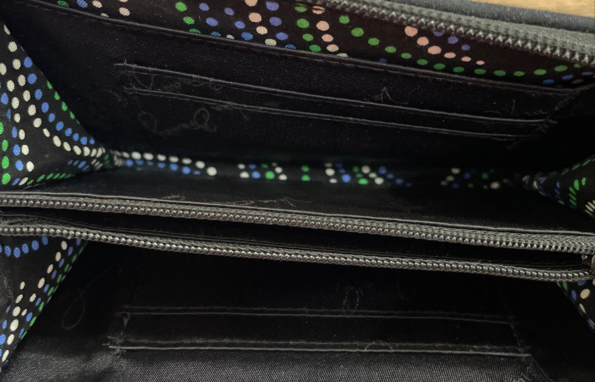 Vera Bradley Green Blue Paisley Quilted Tote Bag & Black Wallet Lot of 2