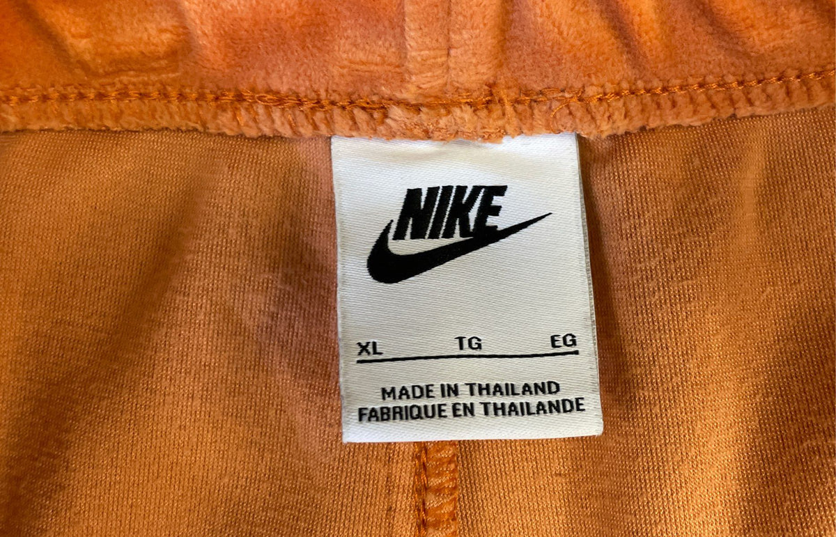 Nike Air Women's Orange Velour Monogram Logo Flared Sweatpants Size XL