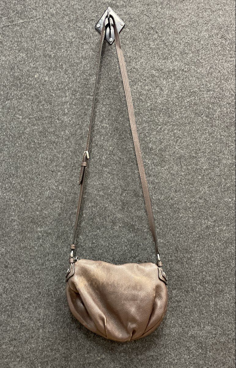 Marc Jacobs Brown Pebbled Leather Natasha Crossbody Bag Silver Hardware