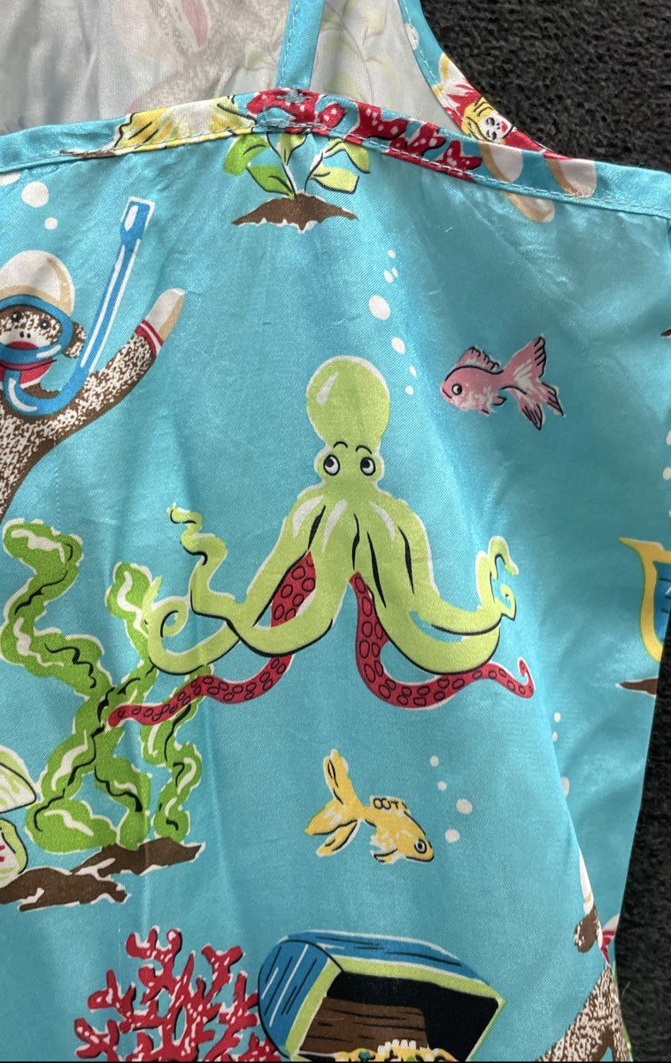 Nick & Nora Girls Blue Sock Monkey Underwater Scuba Sleep Gown Mermaid Sz XL 16
