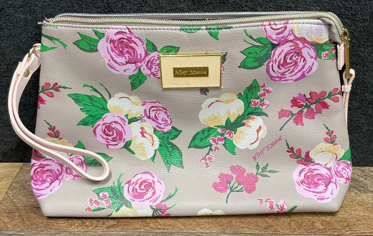 Betsey Johnson Floral & Quilted Heart Wristlet Pouch Purse Lot of 2 Pieces