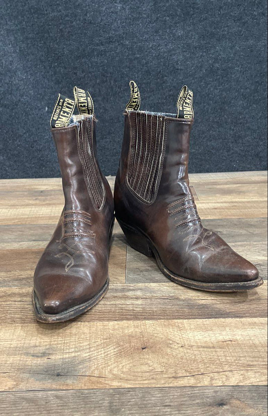 Armenta Brown Leather Western Cowboy Ankle Boots Men's 9