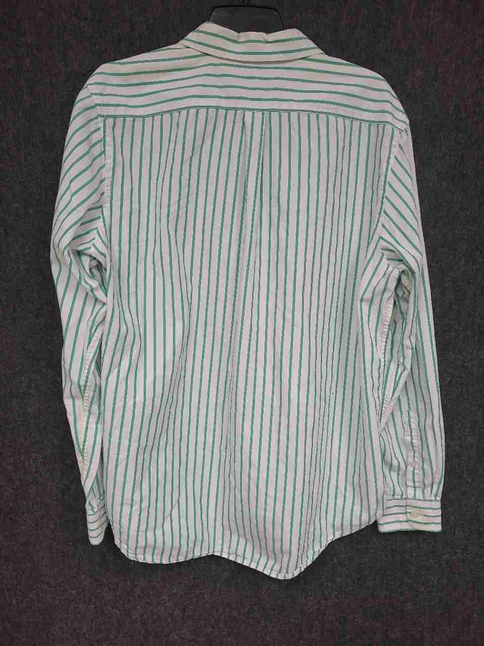 Club Room Men's Long Sleeve Button Down Shirt Green White Stripe Vintage Fit XL