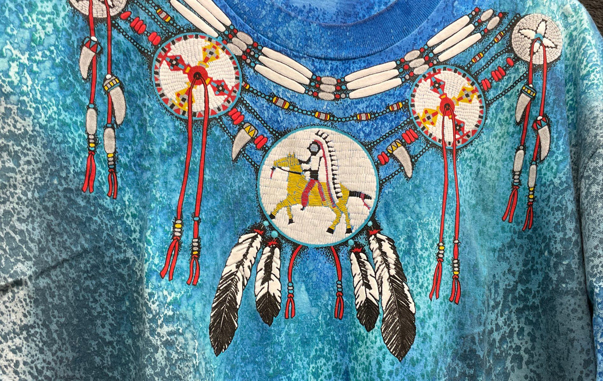 Vintage 90s Native American Indian Rider T-Shirt Single Stitch Good Time Sz XL