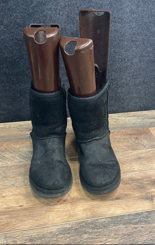 UGG Australia Classic Short Black Suede Fur Lined Boots Women's Size 8