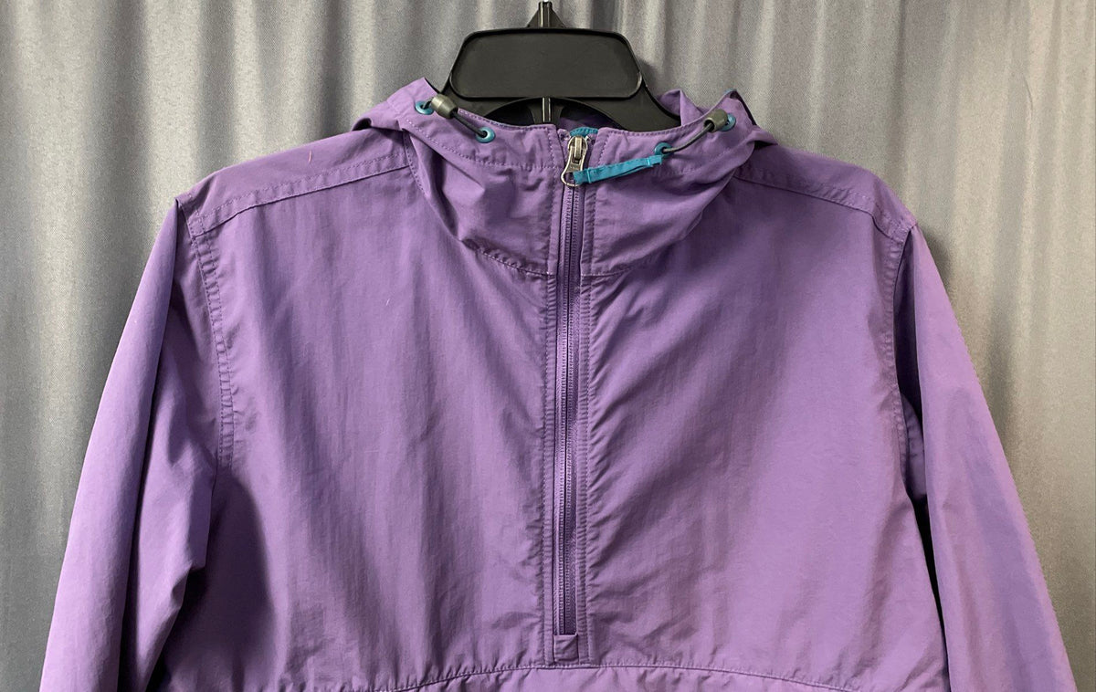 L.L. Bean Women's Purple Teal Half-Zip Hooded Windbreaker Anorak Jacket Sz M