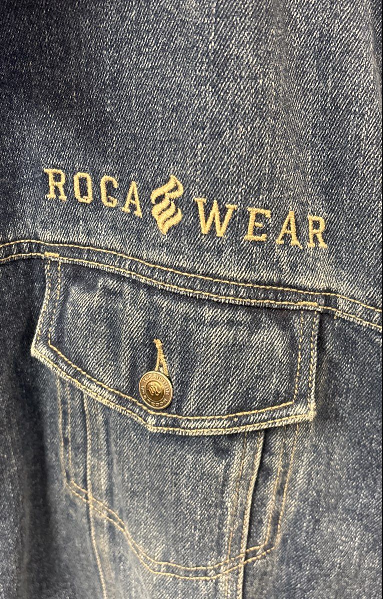 Vintage Y2K Rocawear Embroidered Denim Jacket Baggy Hip Hop Trucker Sz 2X