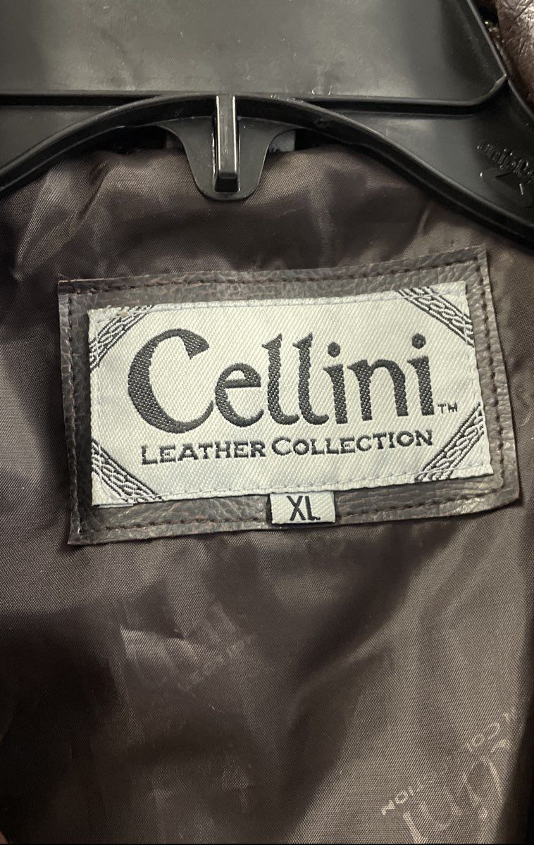 Vintage 90s Cellini Men's Brown Patchwork Leather Bomber Jacket XL NWT
