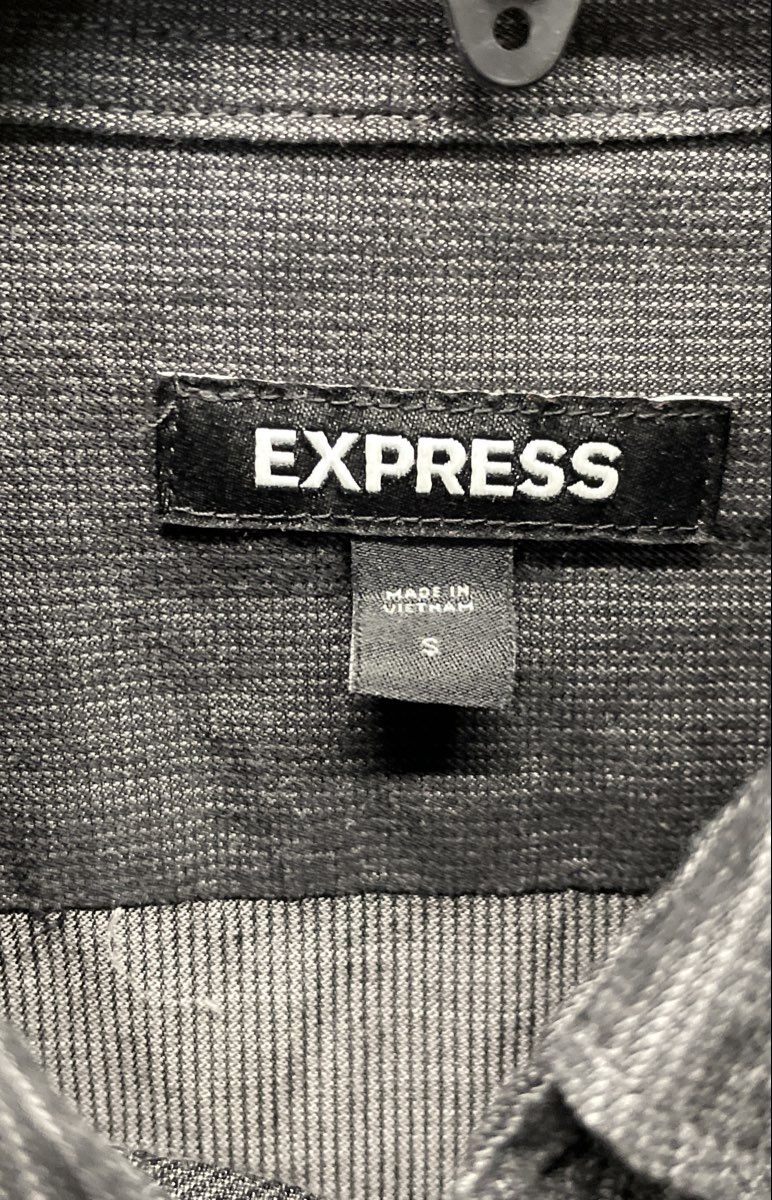 Express Men's Gray Cotton Long Sleeve Button Down Pocket Shirt Sz S