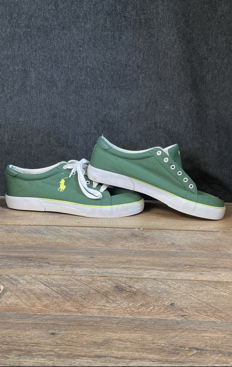 Polo Ralph Lauren Faxon Low Green White Lime Canvas Sneakers Size 13D