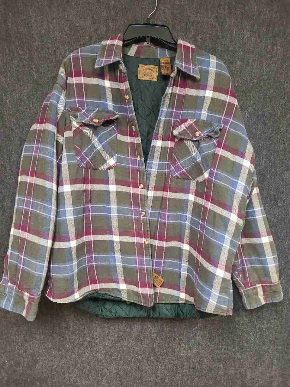 Vintage 90s St. John's Bay Men's Plaid Quilted Flannel Shirt Jacket Sz XL