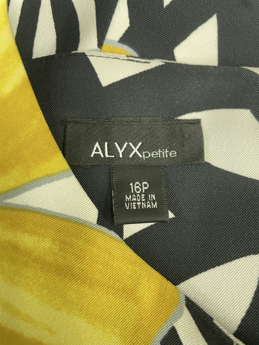 Alyx Petite Women's Yellow Black Floral Print Sleeveless Sheath Dress 16P NWT