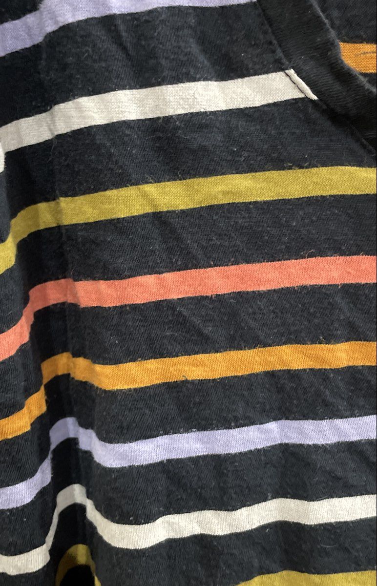 Sonoma Women's The Everyday Tee Black Multicolor Striped V-Neck Shirt XXL