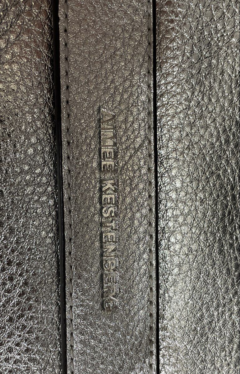 Aimee Kestenberg Silver Pebbled Leather Money Bag Large Wristlet Clutch Pouch