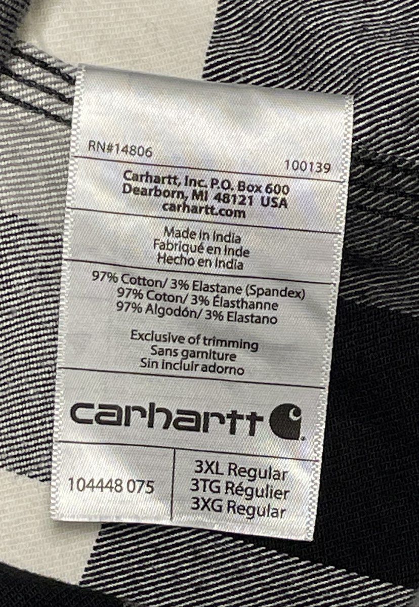 Carhartt Men's Relaxed Fit Long Sleeve Plaid Button Front Shirt Gray Black 3XL