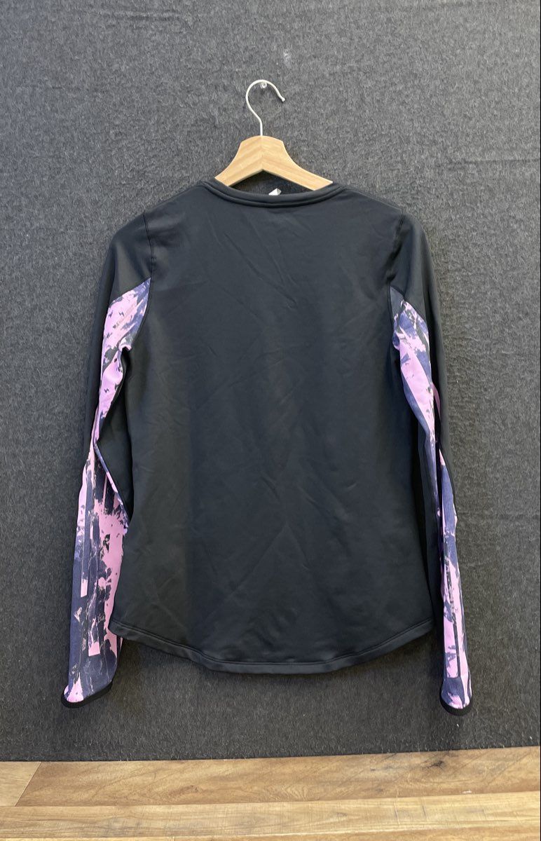 Under Armour Women's Black ColdGear Long Sleeve Top Purple Patterned Sz M NWT